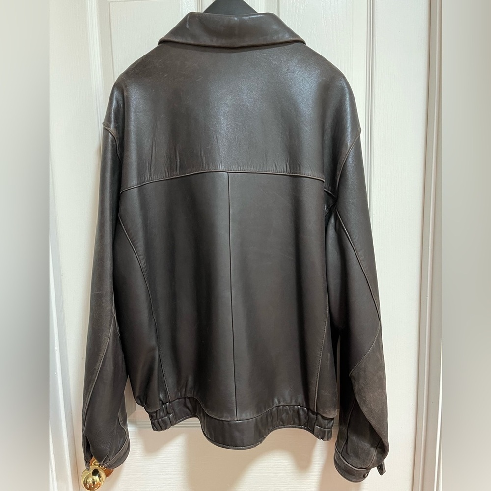 Andrew Marc New York Mens Leather Jacket Brown Bomber Full Zip XL Butter Soft - Picture 2 of 11